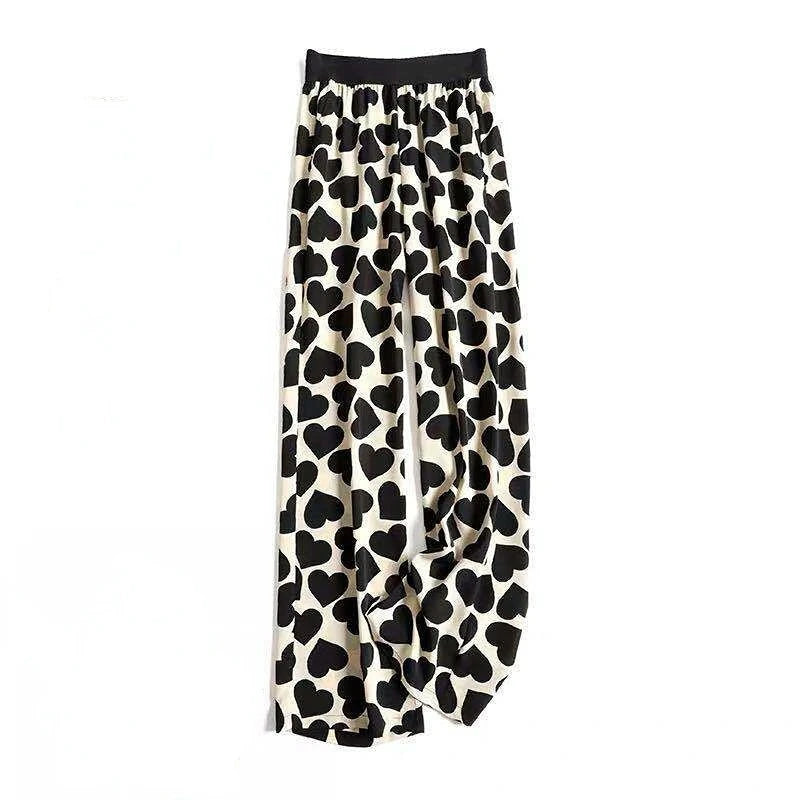 Women’s Floral Wide Leg Drawstring Pants with High Waist