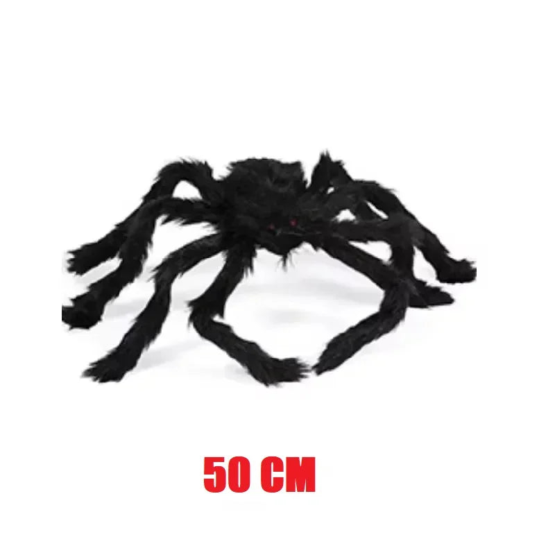 Halloween Big Plush Spider Horror Halloween Decoration Party Prop Outdoor Giant Spider Decor 30-200cm Chamber Prank Black Spider 