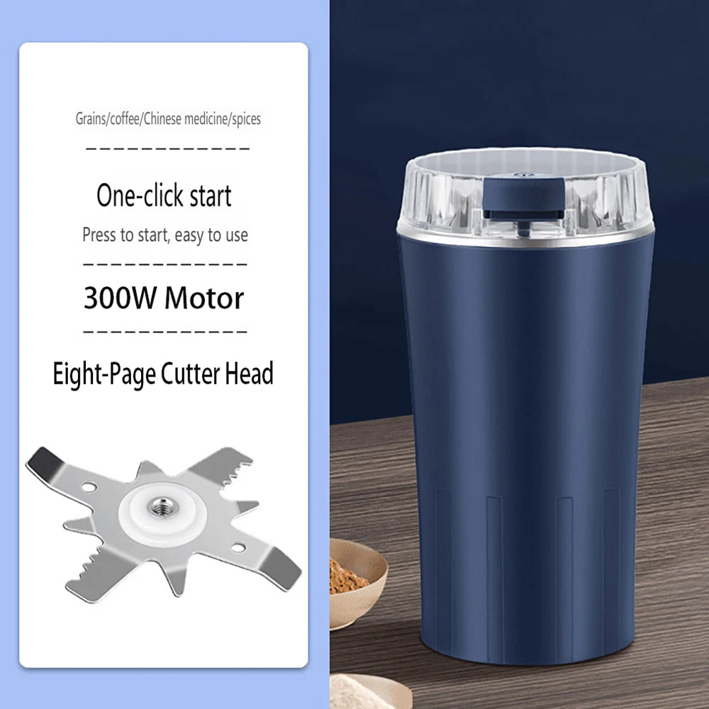 Moinho elétrico de cereais de 300 W com 8 lâminas de aço inoxidável