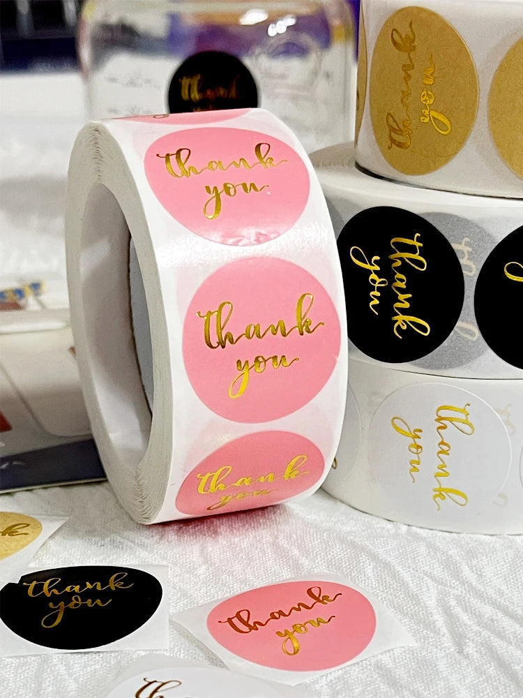 Adesivi Grazie Rosa e Nero Rotolo a Stampa a Caldo