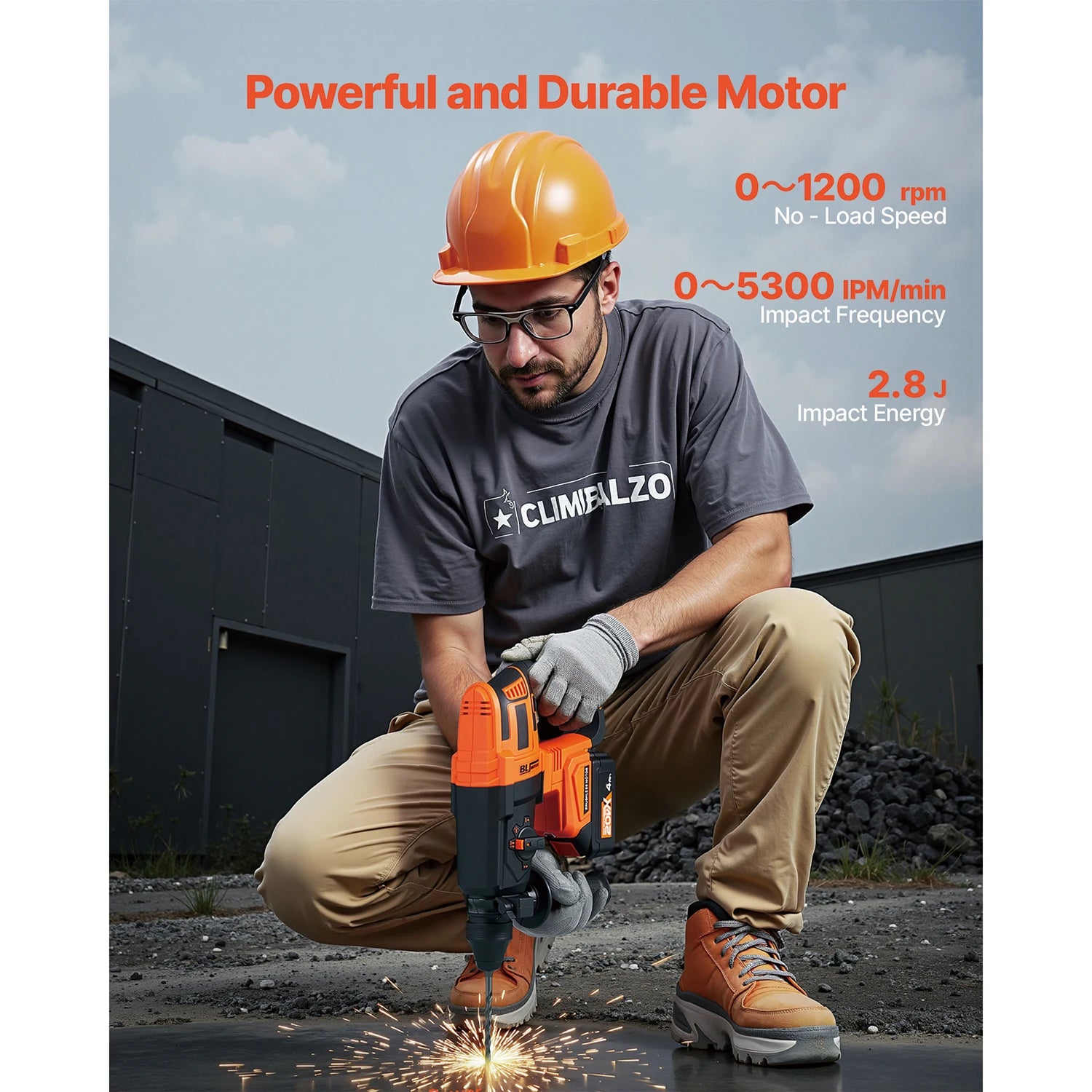 Cordless 20V SDS-Plus Rotary Hammer Drill 26mm with 4Ah Battery Kit