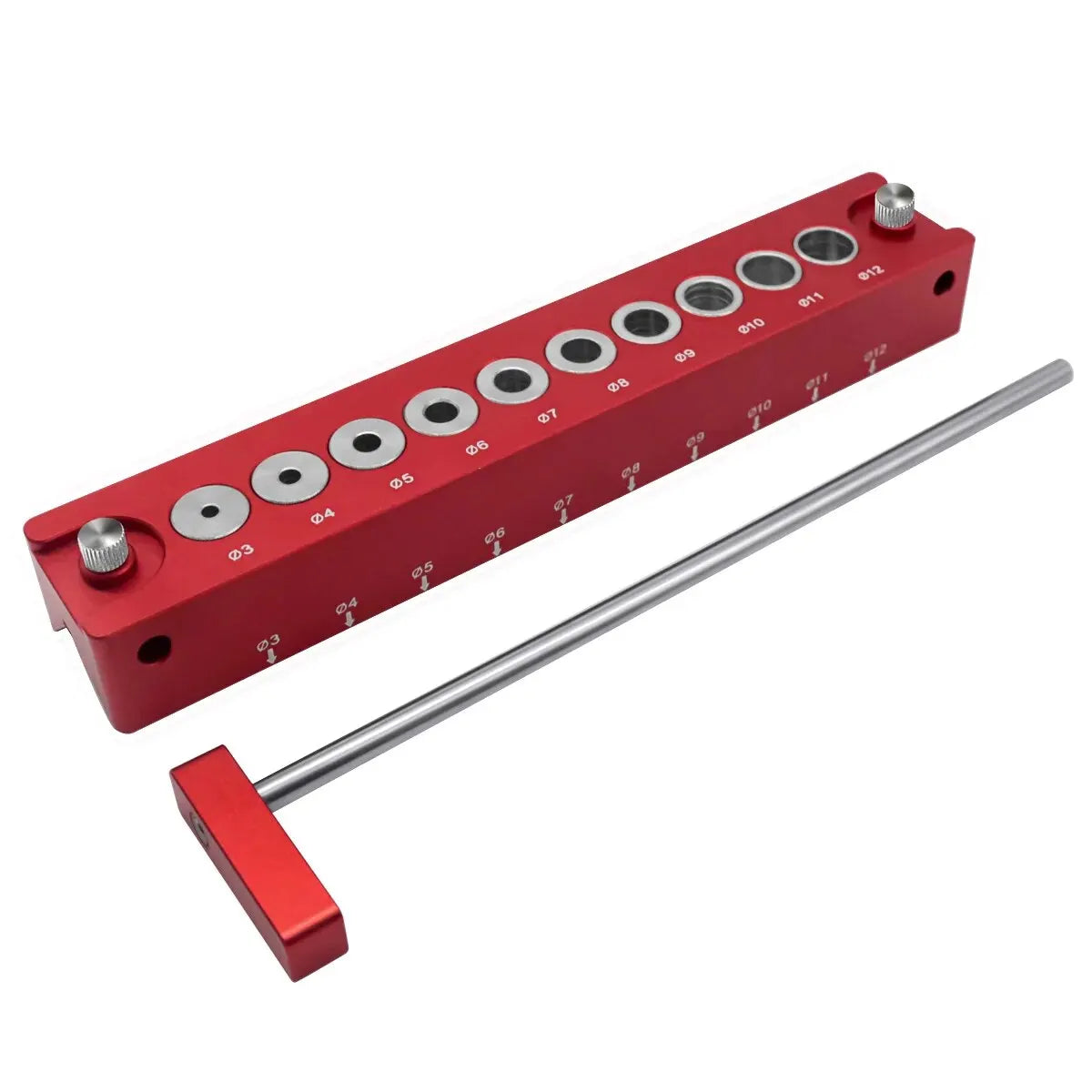 Aluminium selv-sentraliserende dowel boring jig – 3–12 mm