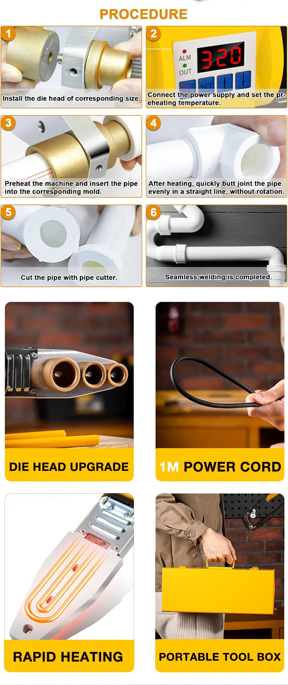 Opțiuni de utilaj pentru sudură țevi din plastic 220V