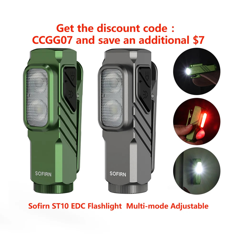 Lanternă EDC compactă 1000LM USB-C reîncărcabilă cu clemă magnetică