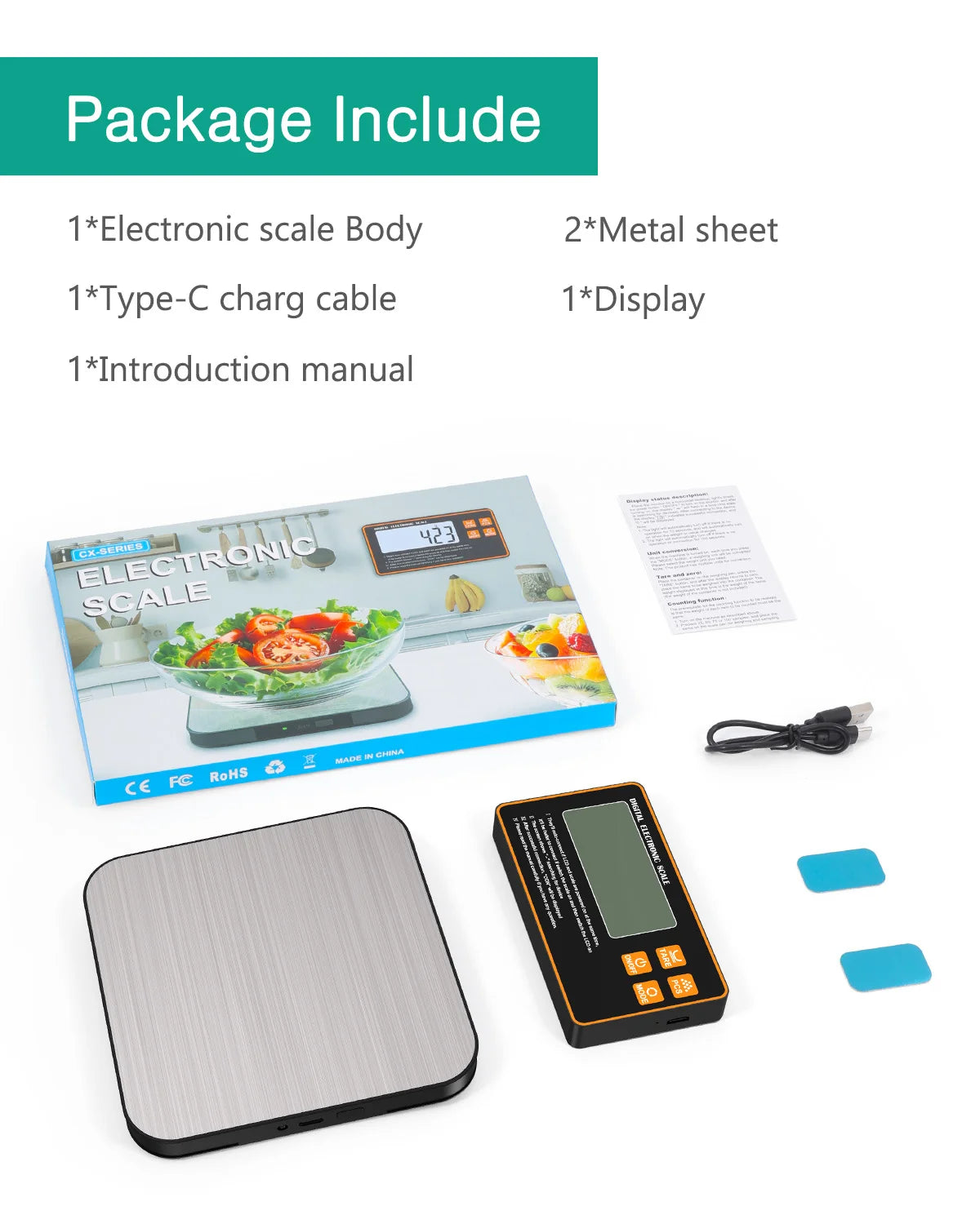 Wireless Magnetic Kitchen Scale with Remote Display 15kg 1g Precision
