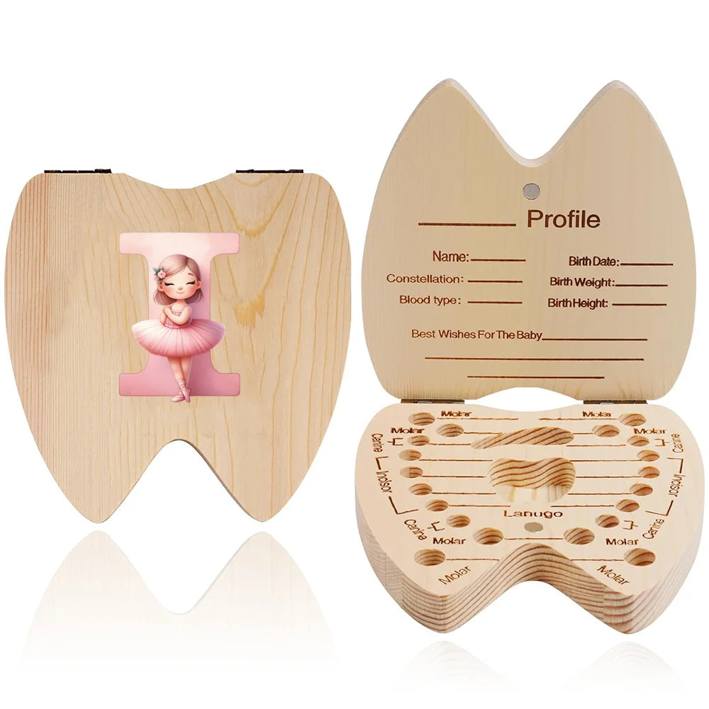 Wooden Baby-Tooth Keepsake Box, Letter Options
