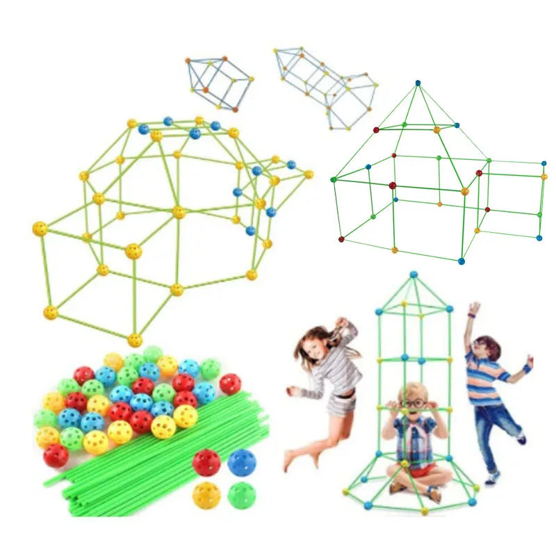 Kids Creative Fort Building Blocks Indoor Tent Brick Kit DIY Educational Building Castle Assembled Toys Ball Games Toy Gift 