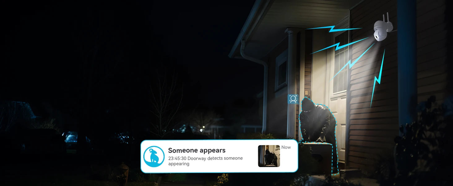 2K Outdoor Security Camera 360° PTZ with Color Night Vision