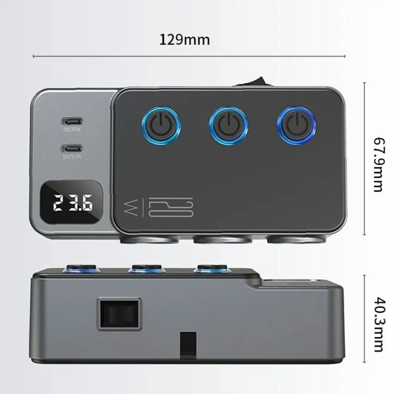 Car Cigarette Lighter Splitter Adapter with Multi-Port USB Charging