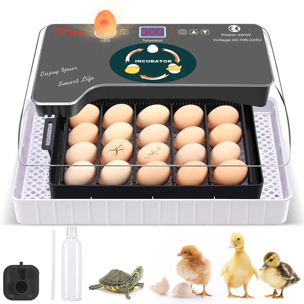 12 Egg Incubator with Auto Turning, Temperature Control & Candler