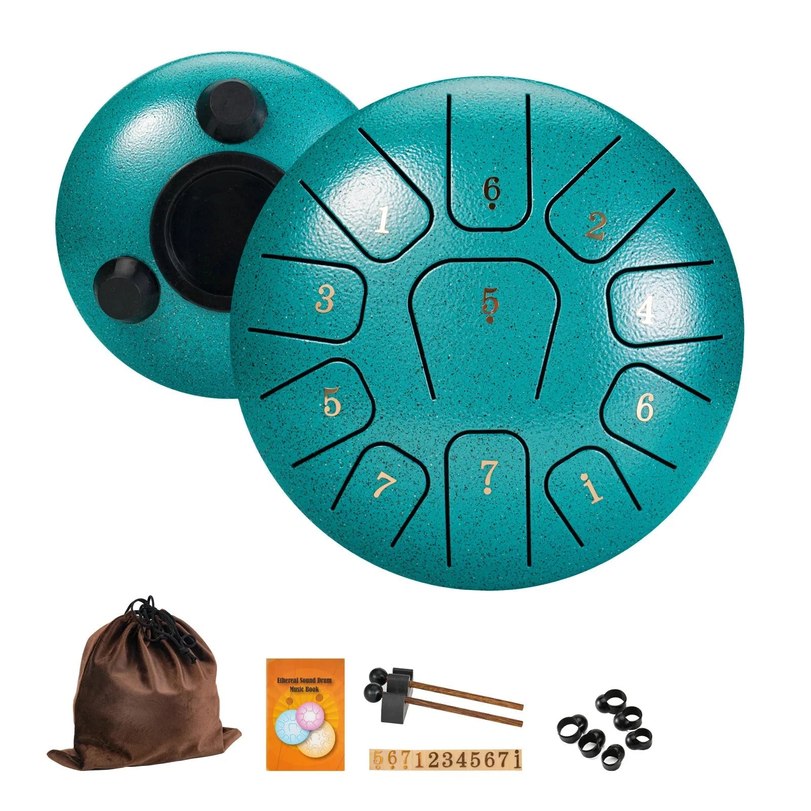 Miwayer 6" Steel Tongue Drum Gift Set | 11-Note Sound Healing Instrument w/Tuning Kit | Yoga/Meditation/Anxiety Relief Tool 