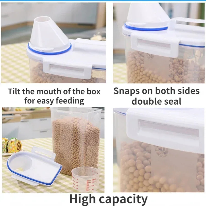 1.5kg/2kg Dog Cat Food Pail Plastic Storage Tank with Measuring Cup Container Moisture-proof Sealed Jar Pet Supplies Accessories 