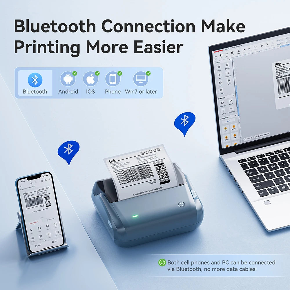 Imprimantă termică wireless pentru etichete Niimbot B4, lățime 20–110 mm