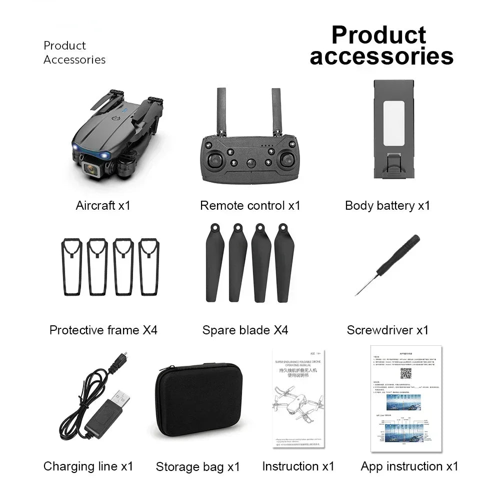 New E99 RC Drone 4K Professional Wide Angle Dual HD Camera 5G WIFI FPV Foldable Height Hold RC Helicopter