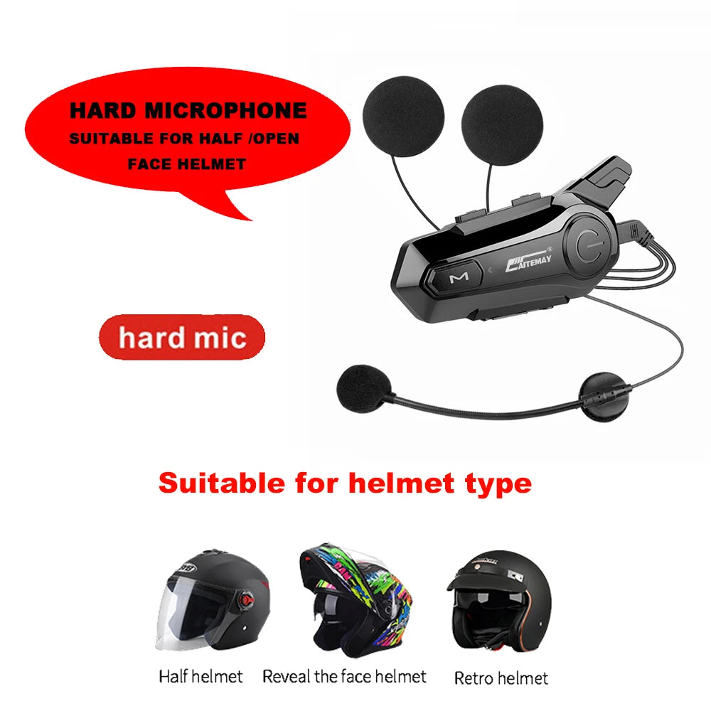 1/2Pcs Bluetooth Motorcycle Helmet Intercom Headset 1000M For 2 Rider Intercomunicador Moto Wireless Interphone Handsfree Call 