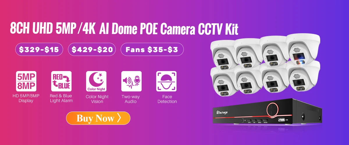 4K POE Security Camera with Human Detection, Color Night Vision & Two-Way Audio