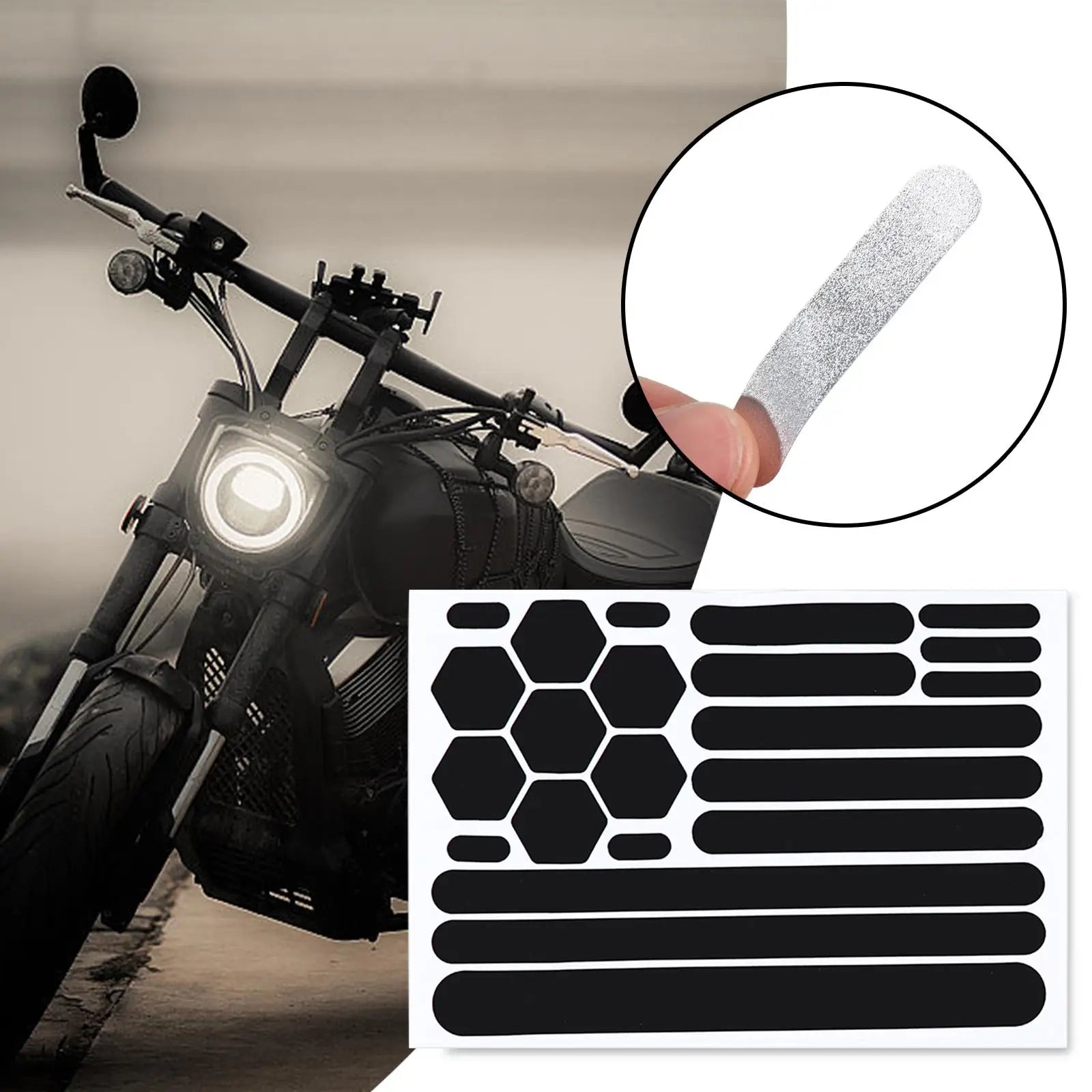 Motorcycle Sticker Reflective Gear Reflective Black Stickers Motorcycle Reflective Tape for Helmet Cars Trailers Bikes premium 