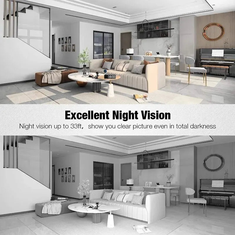 Upgrade 1080P WiFi clocks cameras, Infrared night vision, Motion detection,Remote viewing,Home monitoring cameras