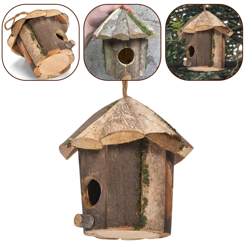Hölzernes Vogelhaus zum Aufhängen, ca. 16cm