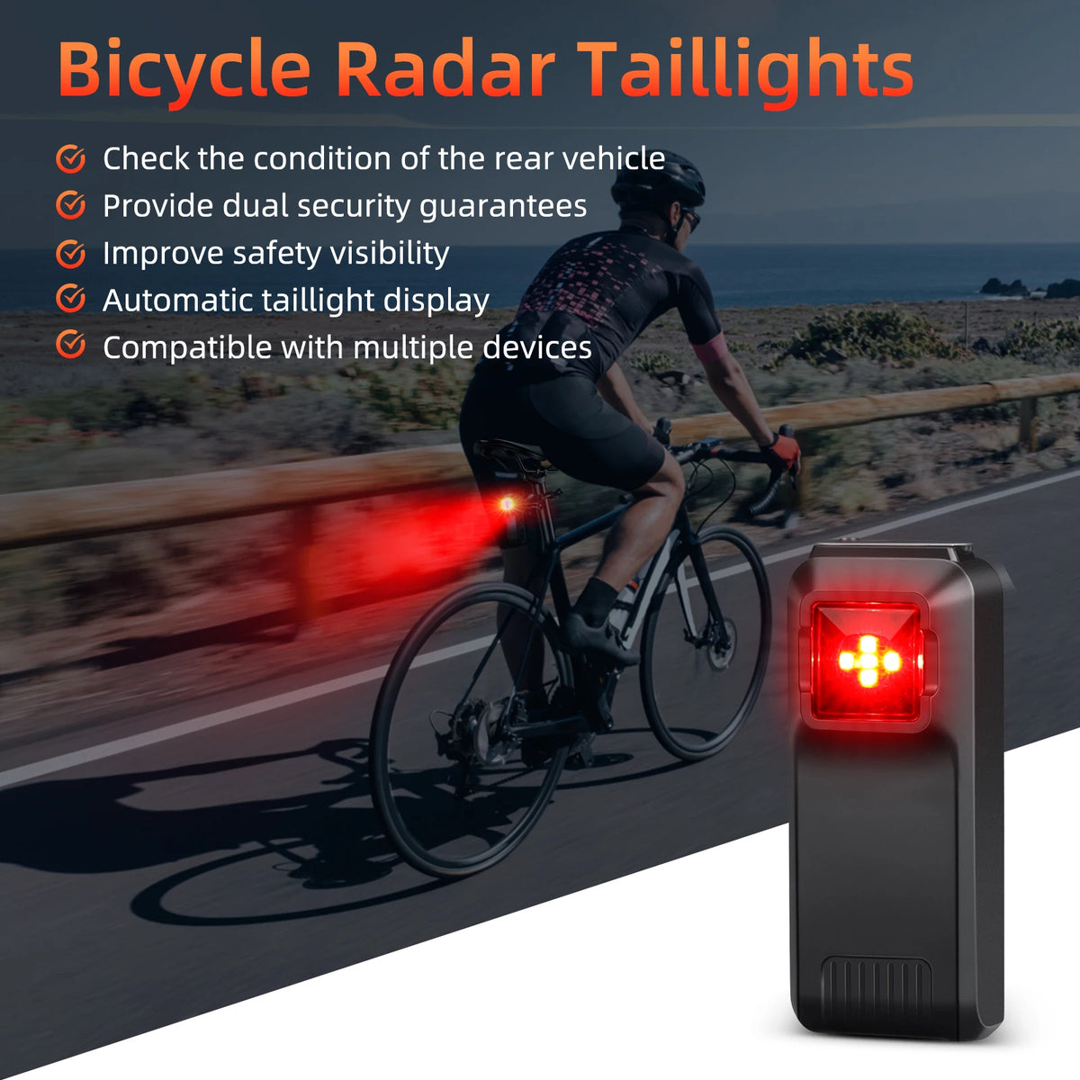 Luz trasera de bicicleta radar W100