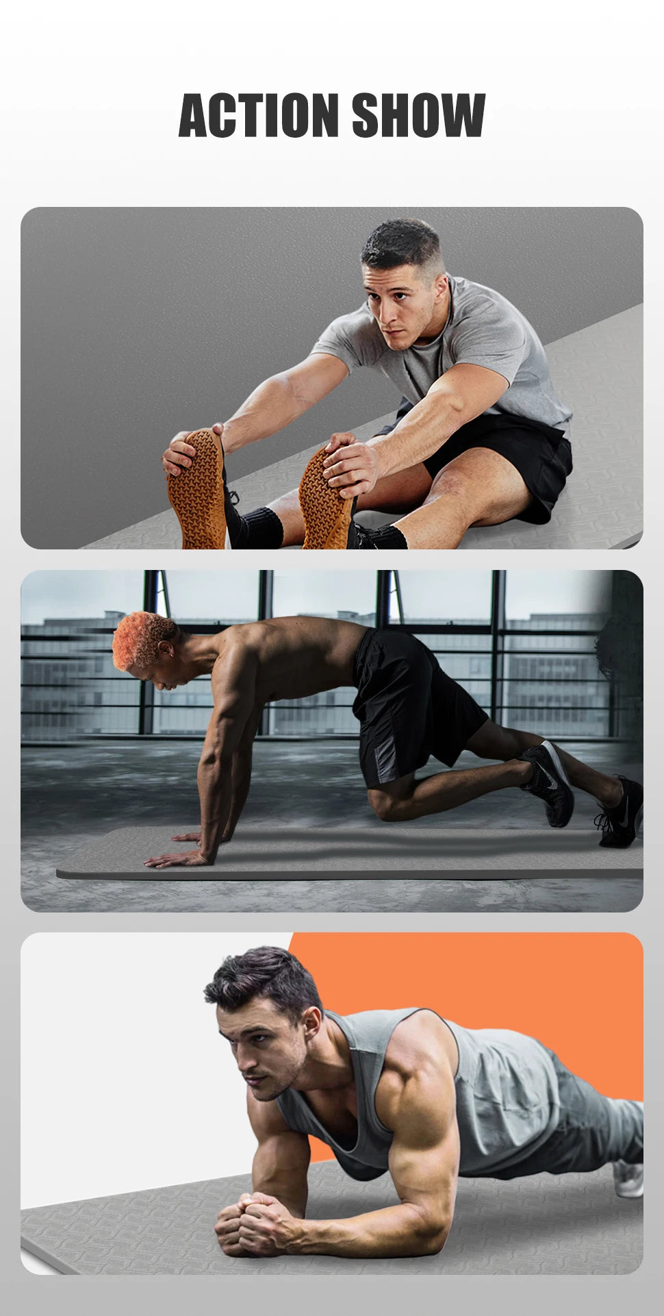 190CM Non-Slip TPE Yoga Mat with 6mm Cushioning