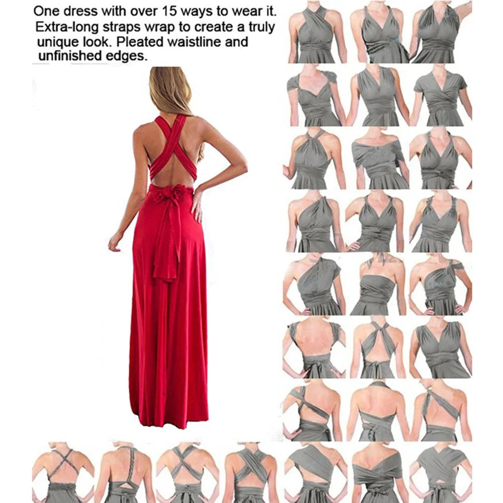 Sexy Women Multiway Wrap Convertible Boho Maxi Club Red Dress Bandage Long Dress Party Bridesmaids Infinity Robe Longue Femme 