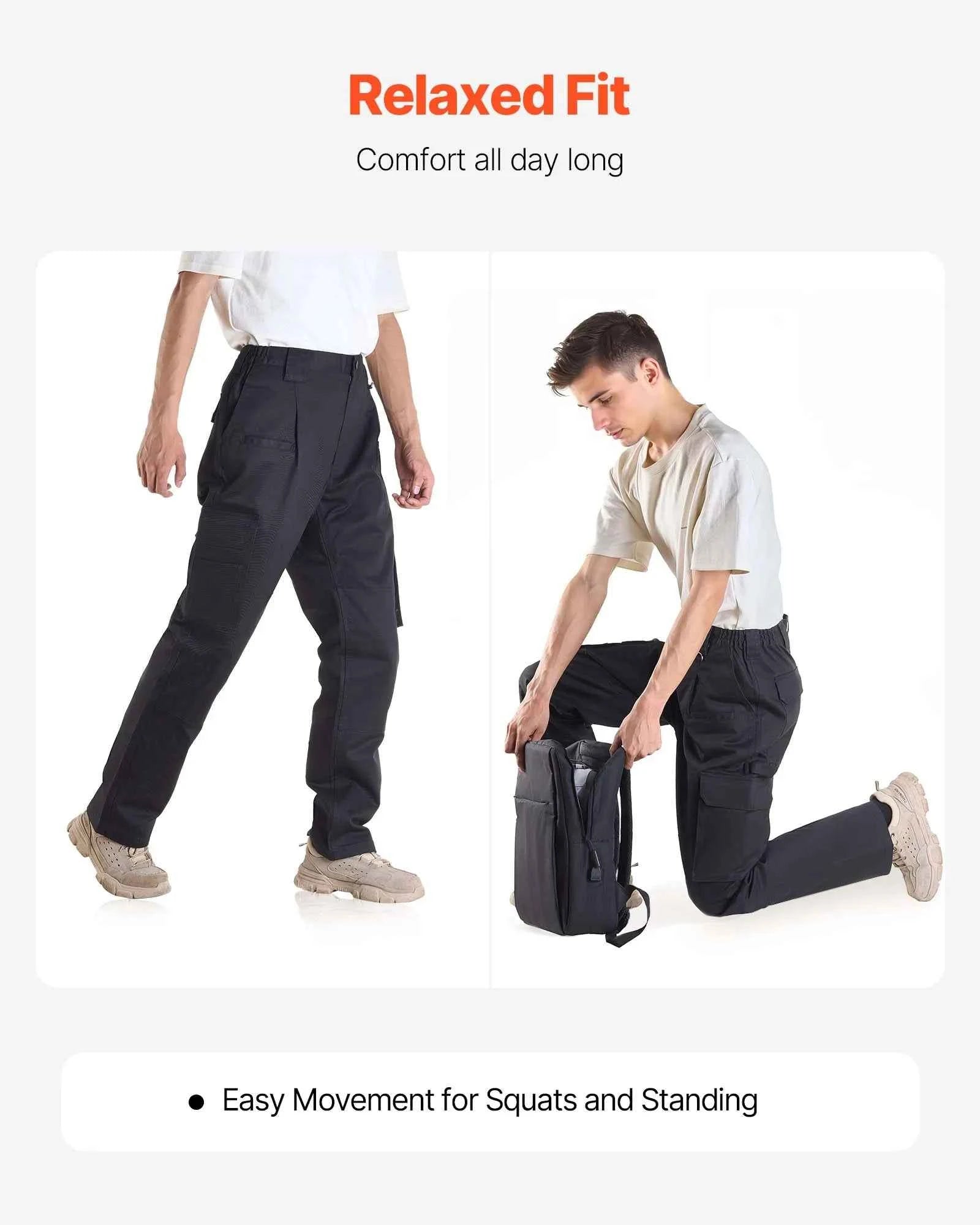 Men's 9 oz Cotton Flame-Resistant Cargo Pants with Elastic Waist
