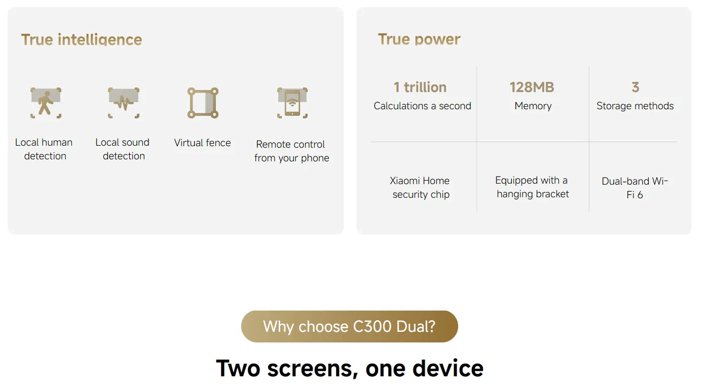 Xiaomi C300 inteligentná kamera s dvojitou šošovkou 360° AI WiFi 6 domáca bezpečnosť
