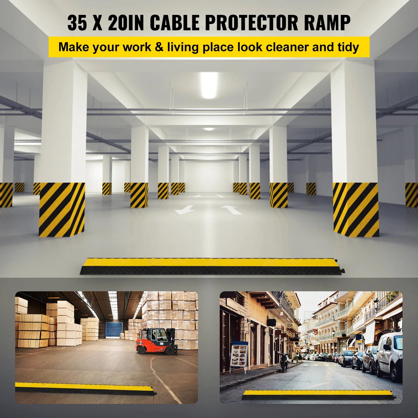 Rampe de protection de câble robuste 5 canaux pour allée et circulation