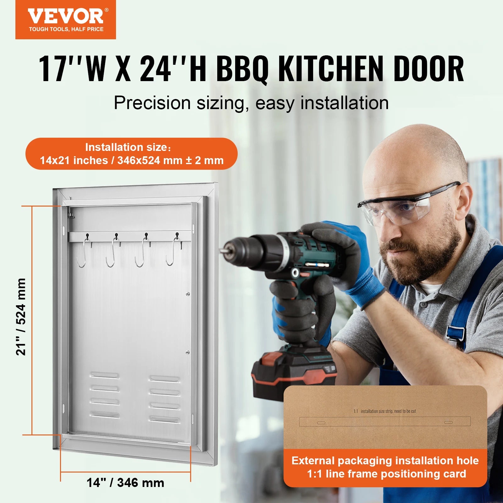Stainless Steel BBQ Access Door Flush Mount with Reversible Design