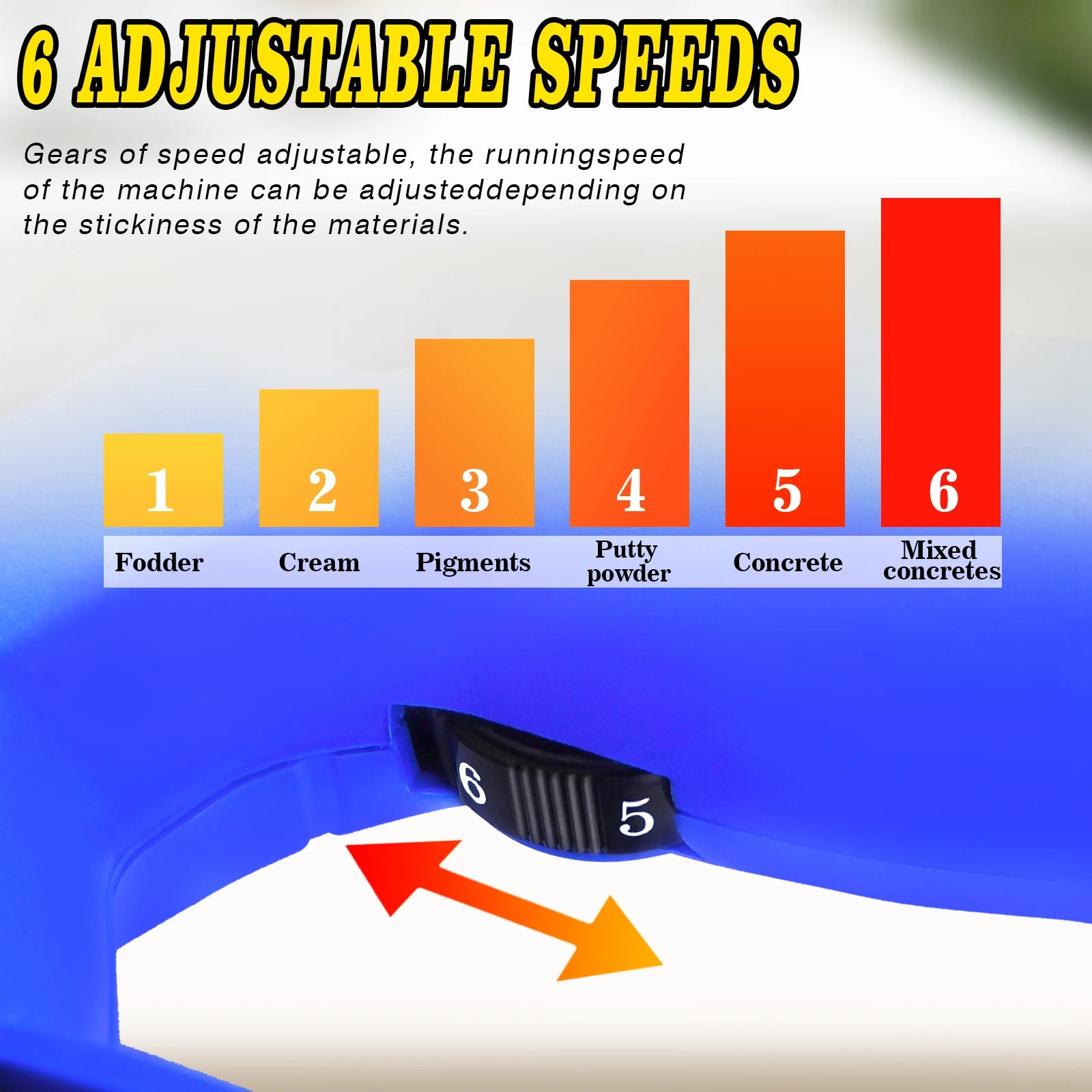 2600W Concrete Mixer Machine with Adjustable Paddle Mixing