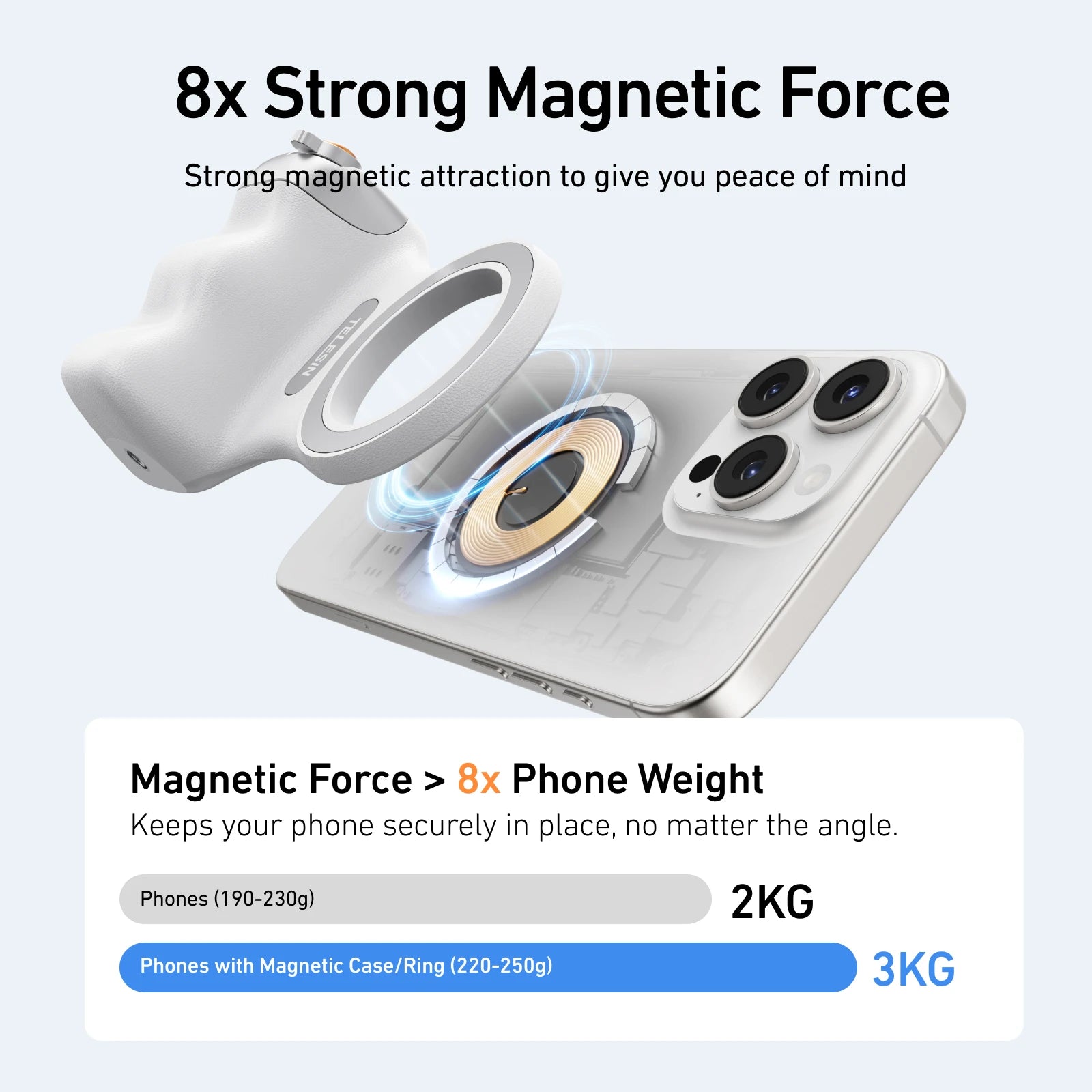 Poignée magnétique pour téléphone avec télécommande et contrôle Bluetooth