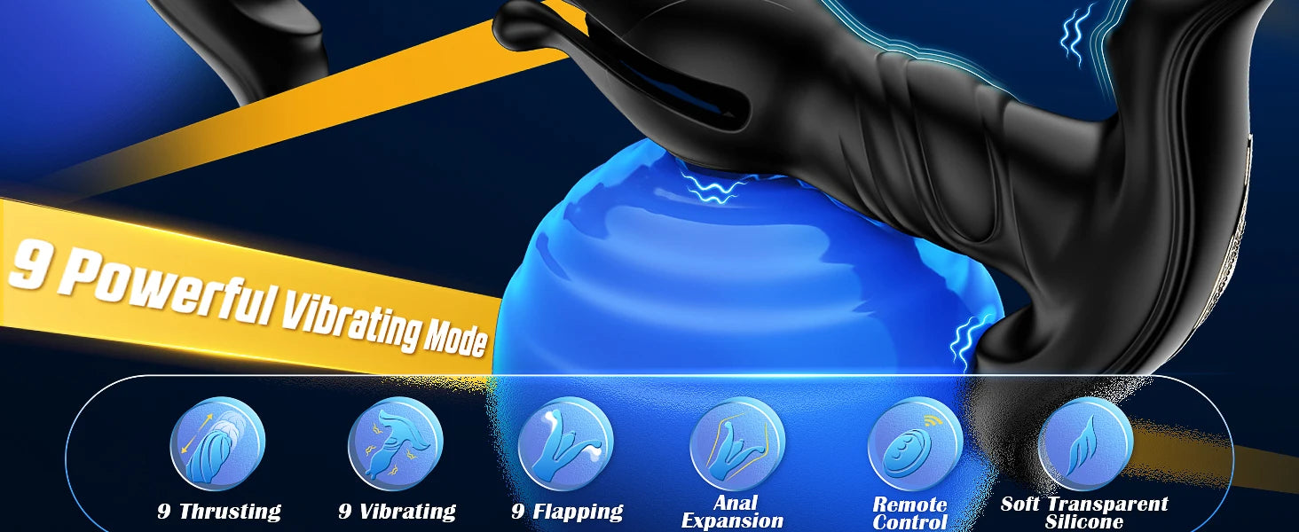 Prostate Massager Anal Vibrator Male Sex Toys for Men Anal Plug 9 Tension Shock Flapping Thrusting Vibrating Butt Plug 