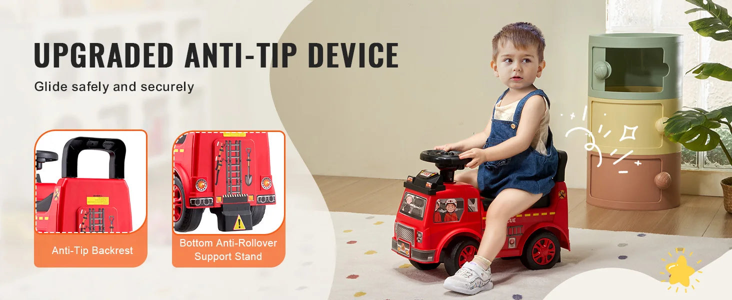 Kids Ride On Push Car with Music & Storage Seat for Toddlers