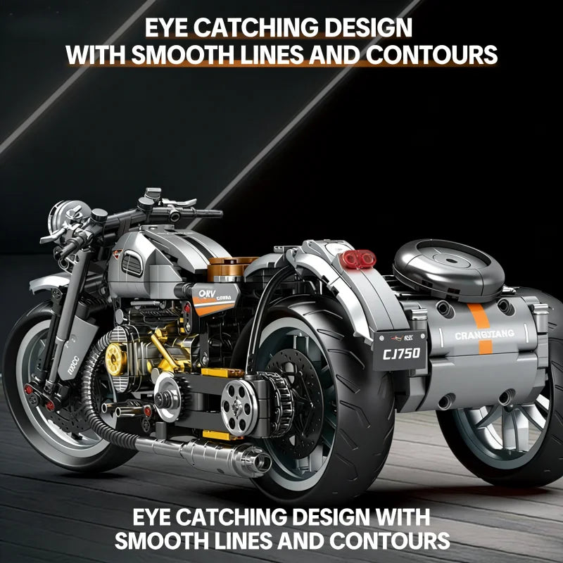 Kit de construcción de motocicleta retro de tres ruedas