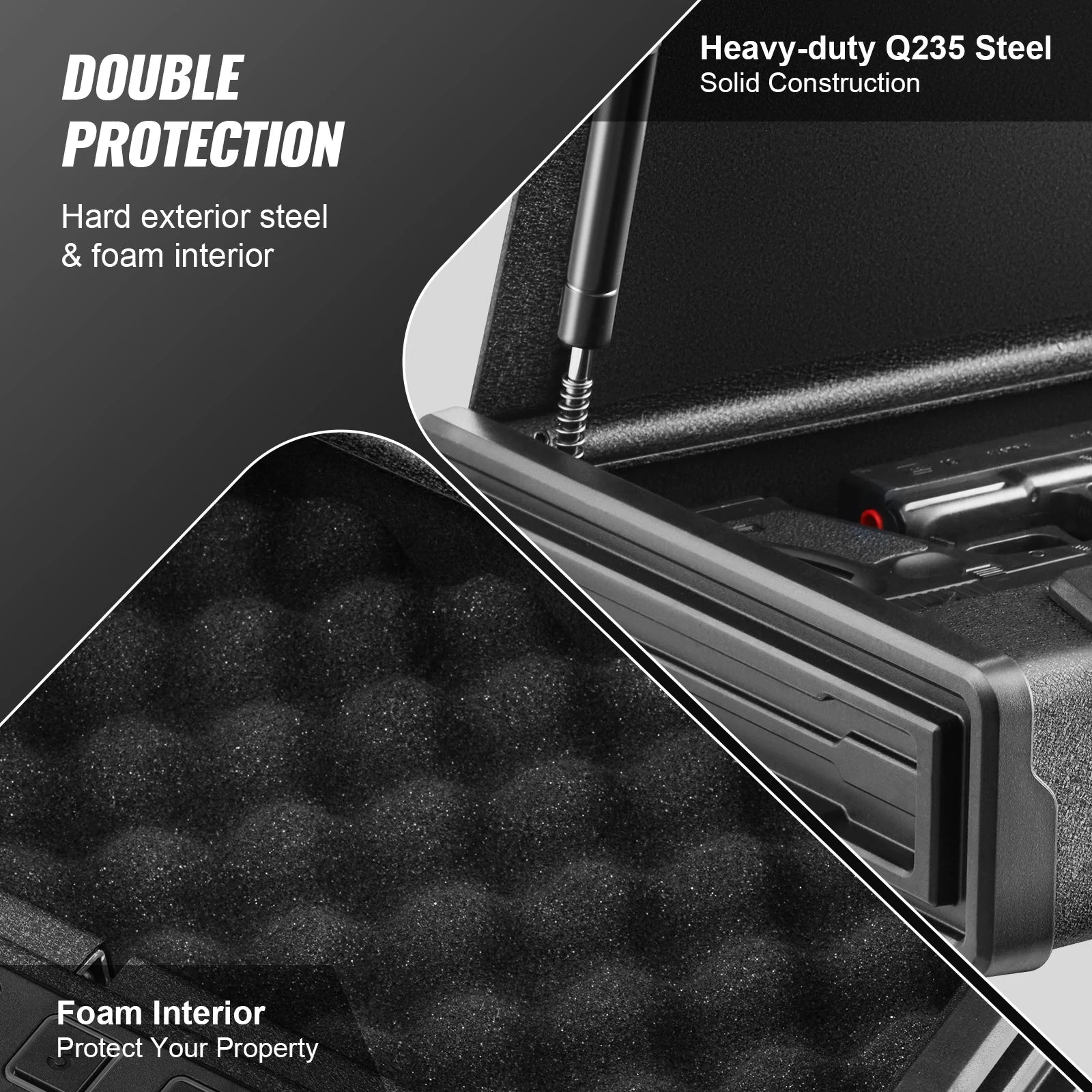 Biometric Pistol Safe with 3-Way Access & Steel Protection