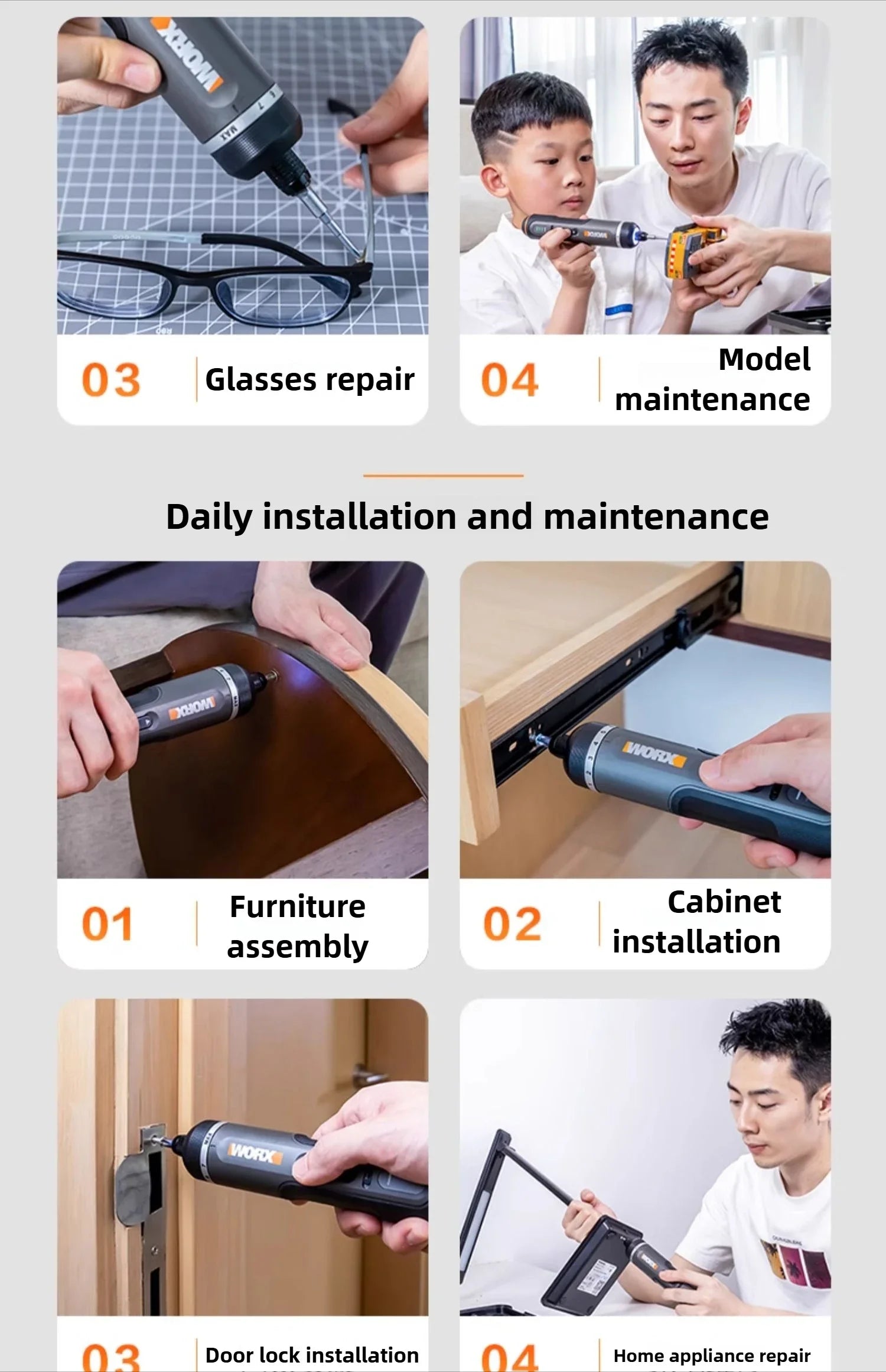 WORX 4V Electric Screwdrivers Set Automatic All-in-one Wireless Precision Screwdriver Household Hand Power Tools WX240 WX242 