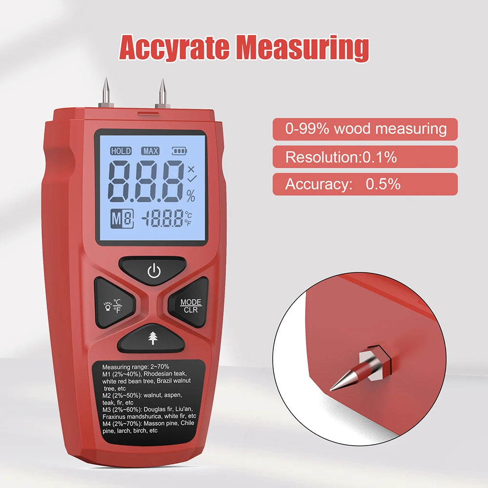 Digital Wood Moisture Meter with Data Hold
