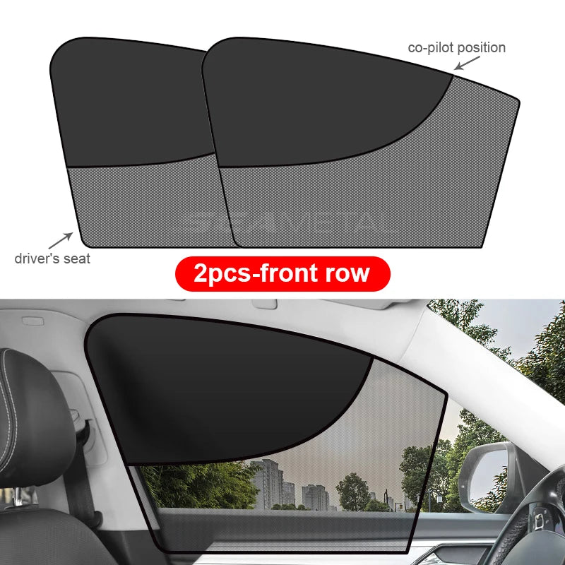 SEAMETAL 2Pcs Car Curtains Magnet Double Layer Side Window Sun Shade Privacy Curtain UV Block Sun Protection Cover for Children