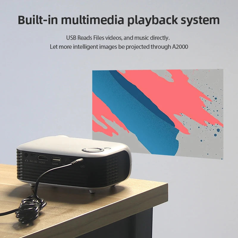 MINI Projector Portable 3D LED Video Projectors Home Cinema Theater Game Laser Beamer Smart TV BOX 1080P 4K Via HD Port A2000 