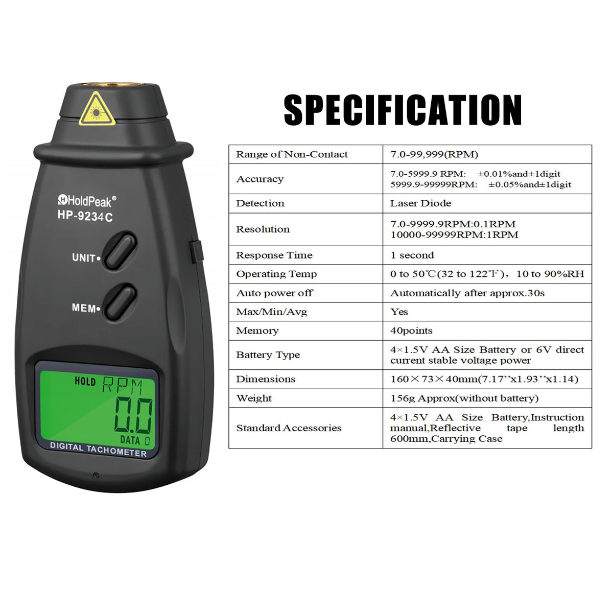 Digital Tachometer or Stroboscope - Model Options