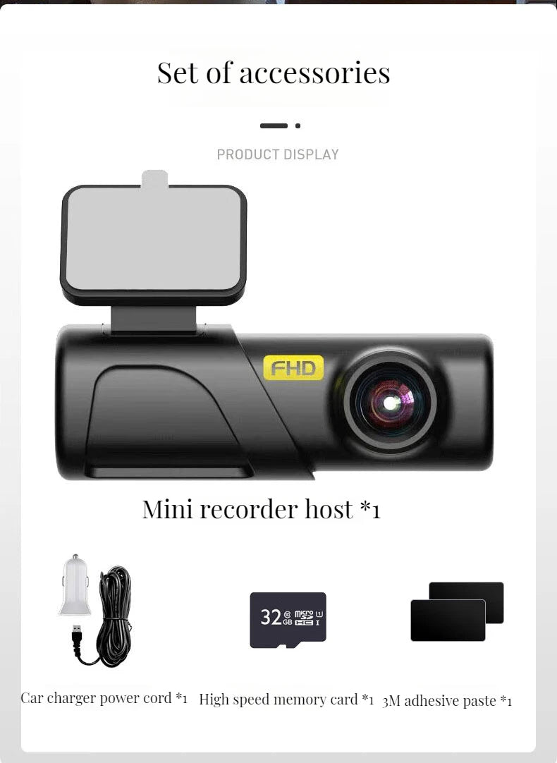 2K 1440P WiFi Dashcam med natvision, stemmestyring og GPS