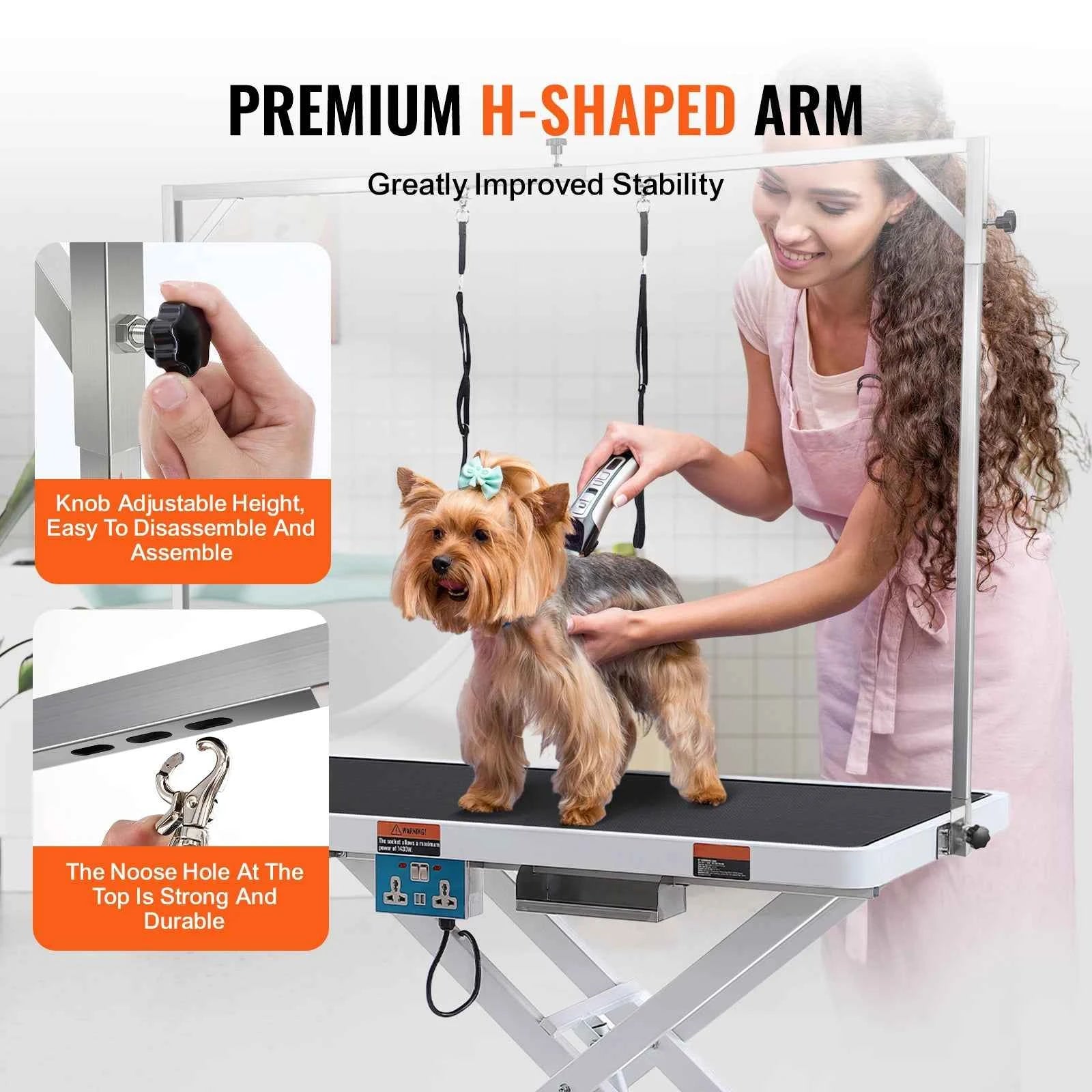 VEVOR Electric Pet Grooming Table Heavy Duty Dog Grooming Arm for Large Dog Height Adjustable Grooming Station Slip Tabletop