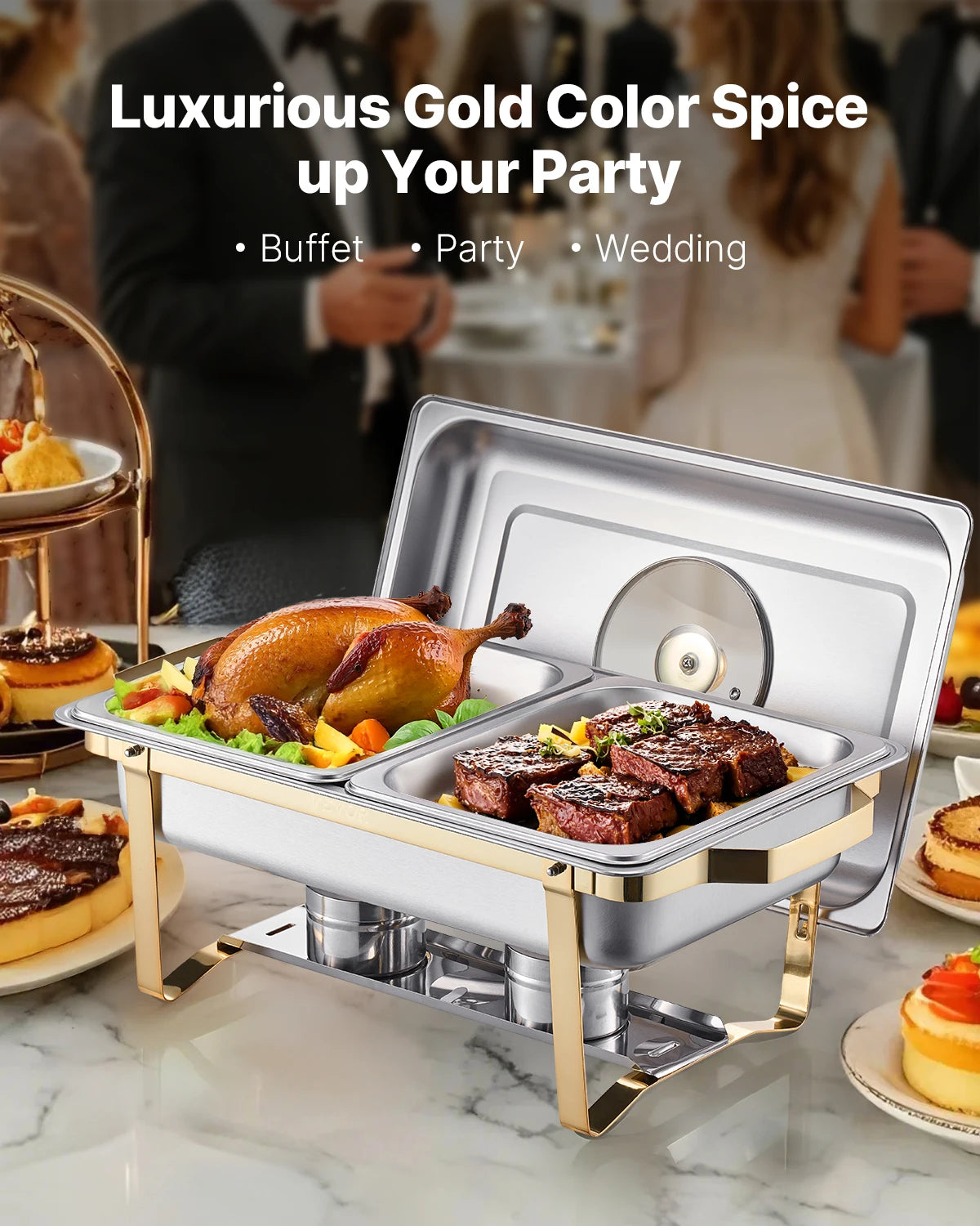 Stainless Steel Chafing Dish Buffet Set with Half-Size Pans
