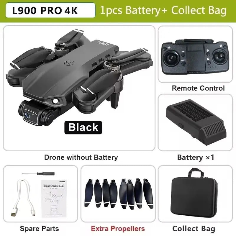L900 Pro MAX GPS Drone 4K Professional HD Dual Camera 5G Wifi 360° Obstacle Avoidance Brushless Foldable Quadcopter RC Drone Toy 