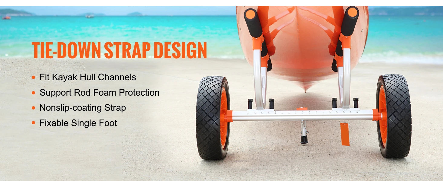 450lbs Kayak Cart with 12'' Solid Tires & Adjustable Width