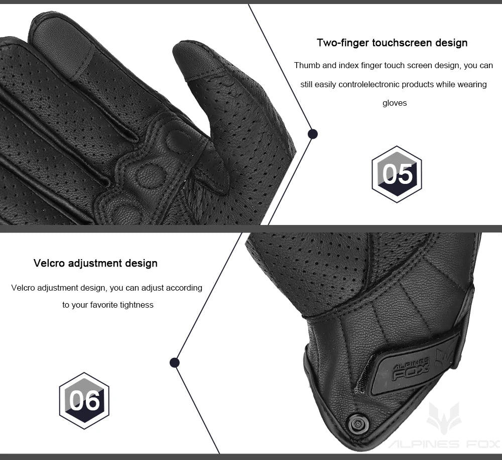 2023 Summer New Vintage Leather Motorcycle Gloves Men Black Wear-resistant Guantes Touchscreen Anti-slip Retro Motobiker Luvas 