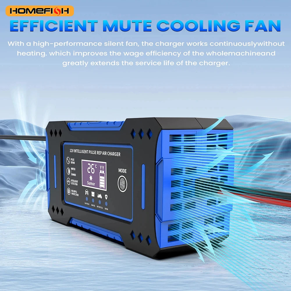 Caricabatterie per batteria al piombo 12V - 6A con LCD