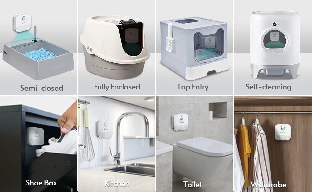DownyPaws 4000mAh Smart Cat Odor Purifier For Cat Litter Box Deodorizer Pet Toilet Air Purifier Dog Cat Litter Deodorant 