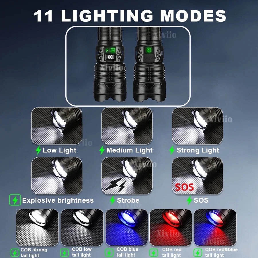 2026 New Upgrade Ultra Powerful Flashlights Rechargeable LED Tactical Torch Super Bright Lamp Outdoor Adventure Fishing Camping